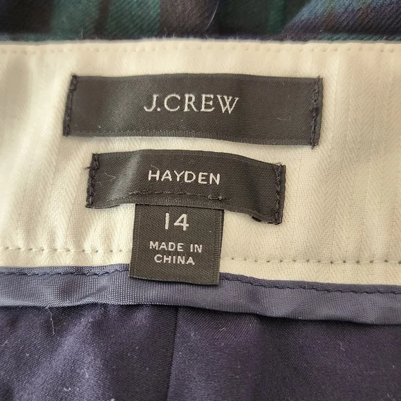 J. Crew Hayden Green and Navy Plaid Kickout Crop Pants Wool Mix Dark Academia 14 - Picture 5 of 7
